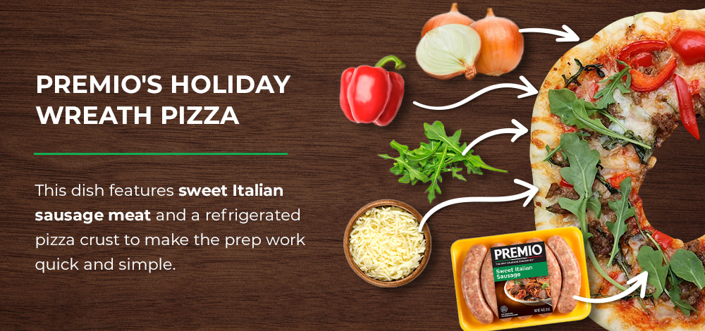 Premio holiday wreath pizza